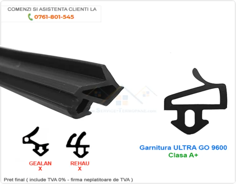 Garnitură termopan Ultra GO 9600 A+ pentru profil Salamander